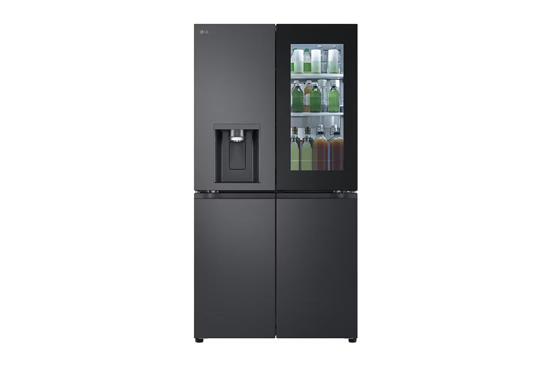 LG 679L Black Glass InstaView French Door Refrigerator (Essence Black Steel, Water Dispenser)